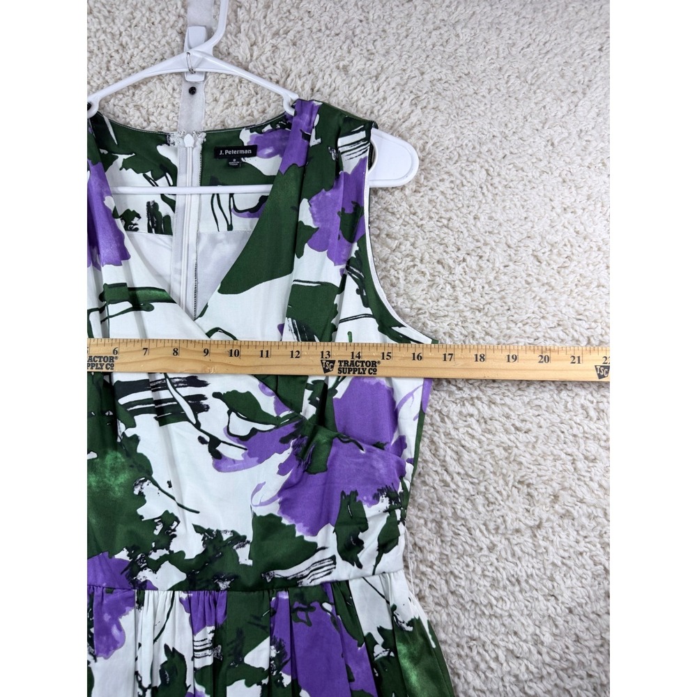 J. Peterman Floral Dress Womens 8 Purple Green White Cotton Sleeveless Midi - Picture 6 of 10